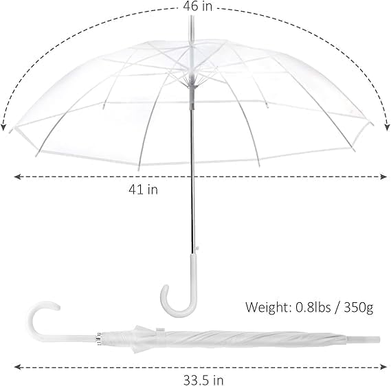 Transparent Umbrella - Compact Windproof Umbrella With J-Shape Handle for Women, Girls & children, Stylish Rain Protection
