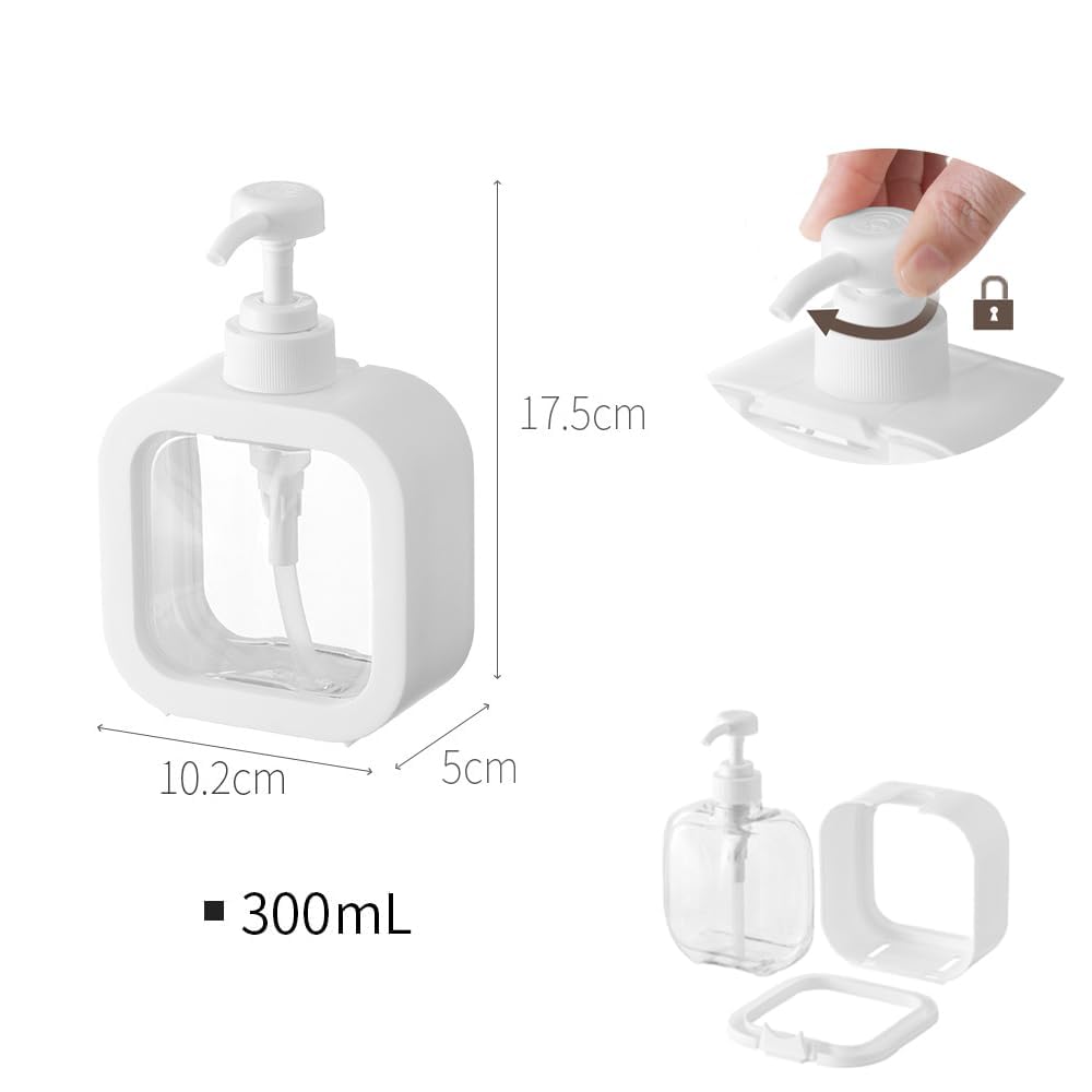 Fixxora Empty Bottle (300 ml) Soap Dispenser for Bathroom Kitchen Large-Capacity Dispensing Bottled Hand Soap Dish Soap Shower Gel Shampoo Washing Powder Replacement Empty Bottle (Pack of 2)