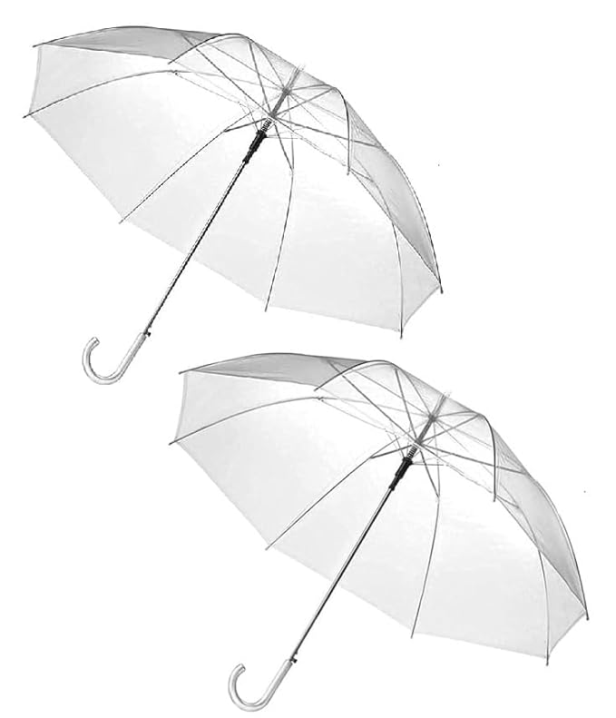Transparent Umbrella - Compact Windproof Umbrella With J-Shape Handle for Women, Girls & children, Stylish Rain Protection