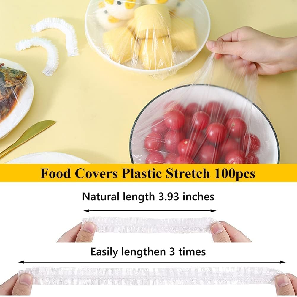 Fixxora® 100pcs Fresh Keeping Bags, Food Covers,Reusable Elastic Food Storage Covers, Plastic Sealing Elastic Stretch Bowl Lids, Universal Kitchen Wrap Seal Caps (100pcs)
