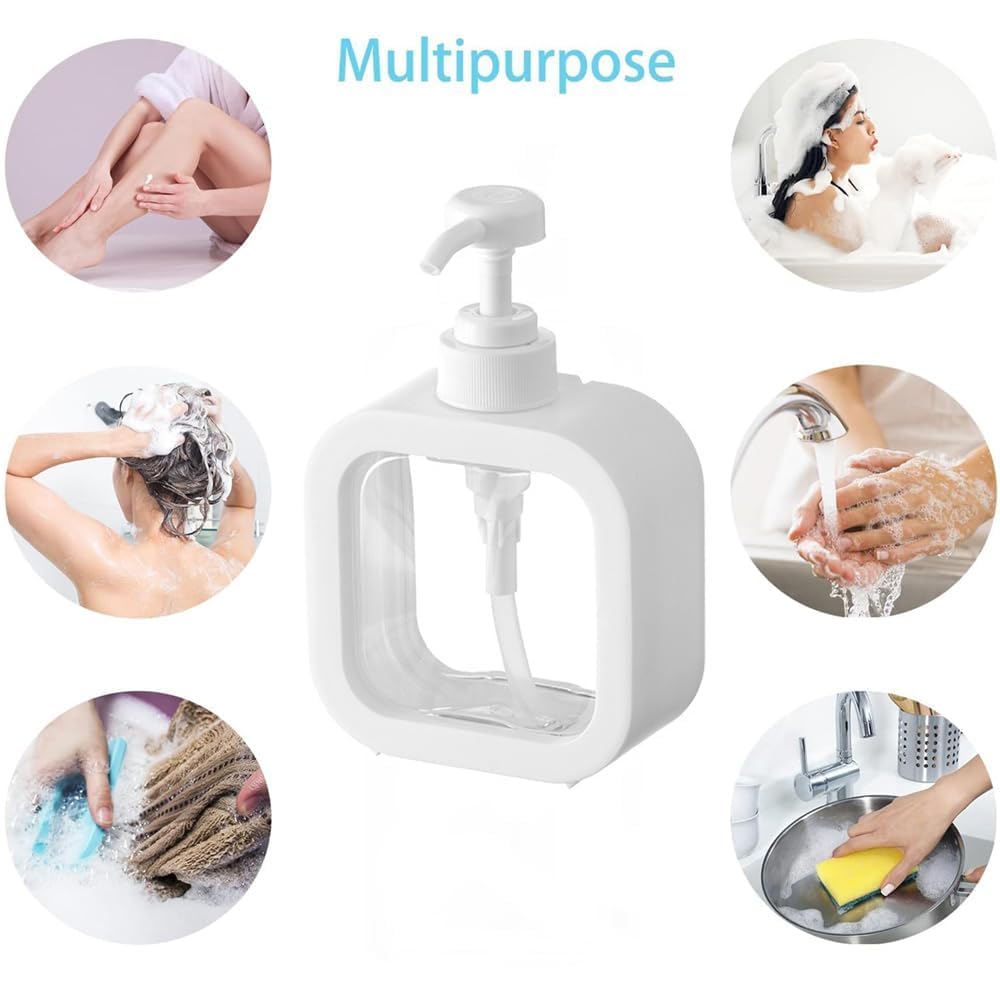 Fixxora Empty Bottle (300 ml) Soap Dispenser for Bathroom Kitchen Large-Capacity Dispensing Bottled Hand Soap Dish Soap Shower Gel Shampoo Washing Powder Replacement Empty Bottle (Pack of 2)