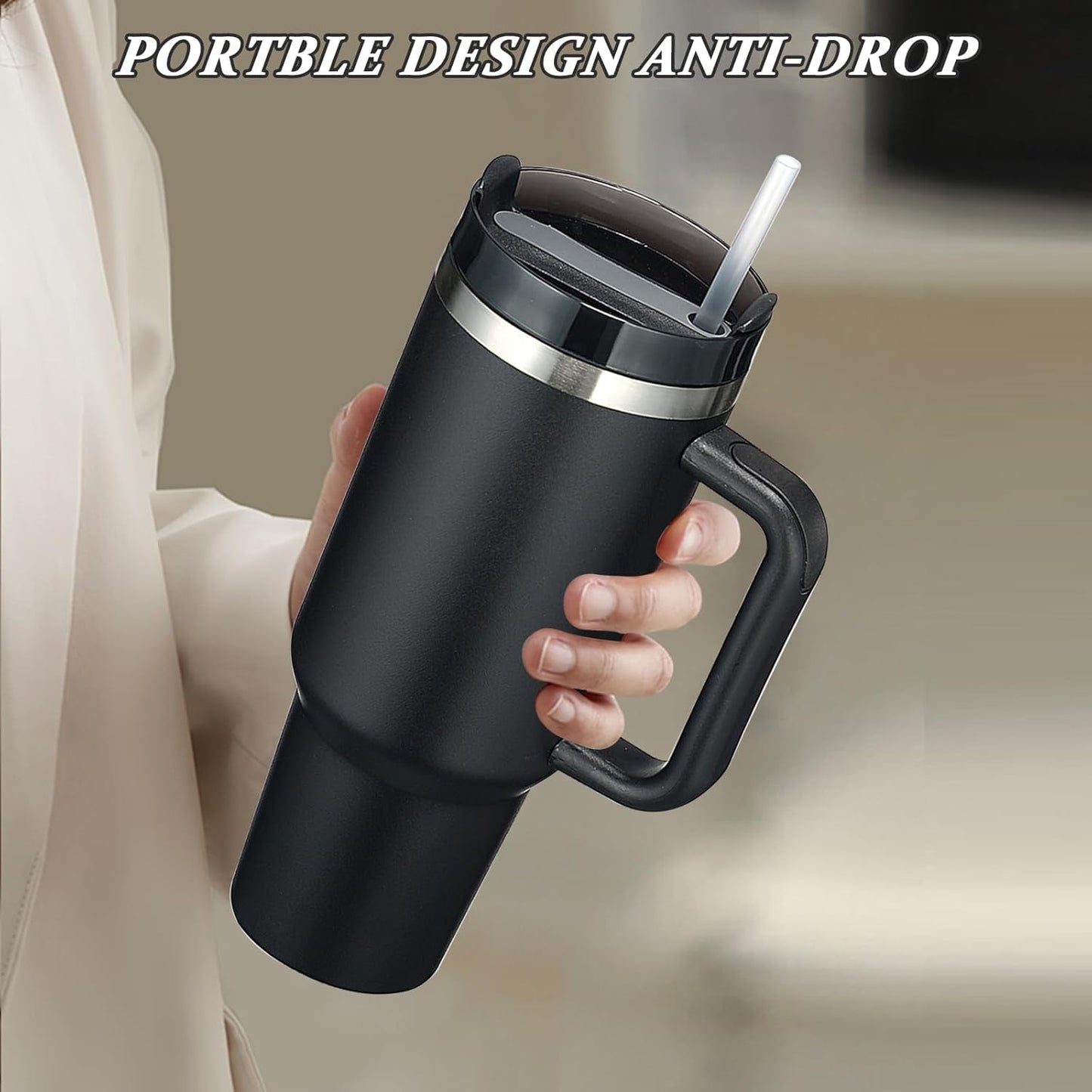 Stainless Steel Tumbler with Lid and Straw – Insulated Travel Mug