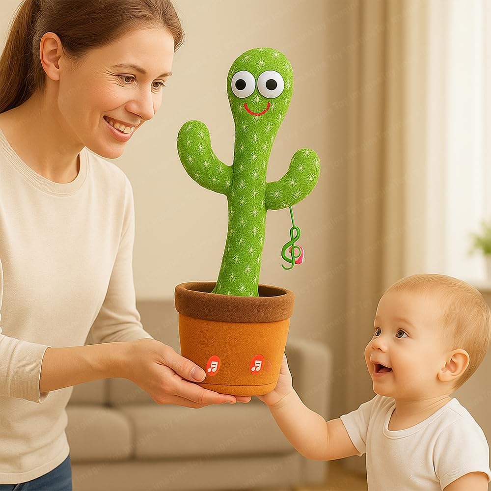 Fixxora™ Rechargeable Talking Cactus Toy for Kids - Musical Dancing, Speaking Cactus Toy for Babies – Educational Talking Toy for Baby Boys & Girls (0-3 Years) – Speaking, Repeating for Toddlers