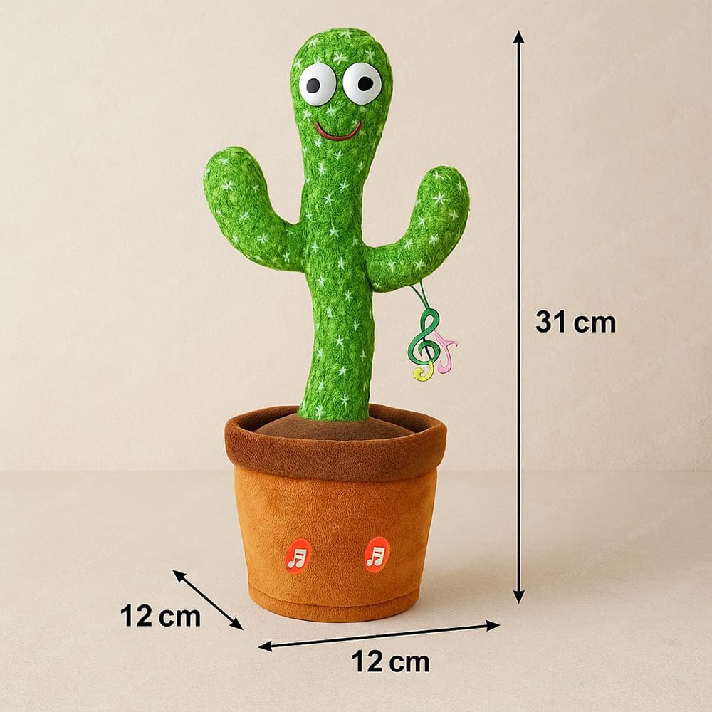 Fixxora™ Rechargeable Talking Cactus Toy for Kids - Musical Dancing, Speaking Cactus Toy for Babies – Educational Talking Toy for Baby Boys & Girls (0-3 Years) – Speaking, Repeating for Toddlers
