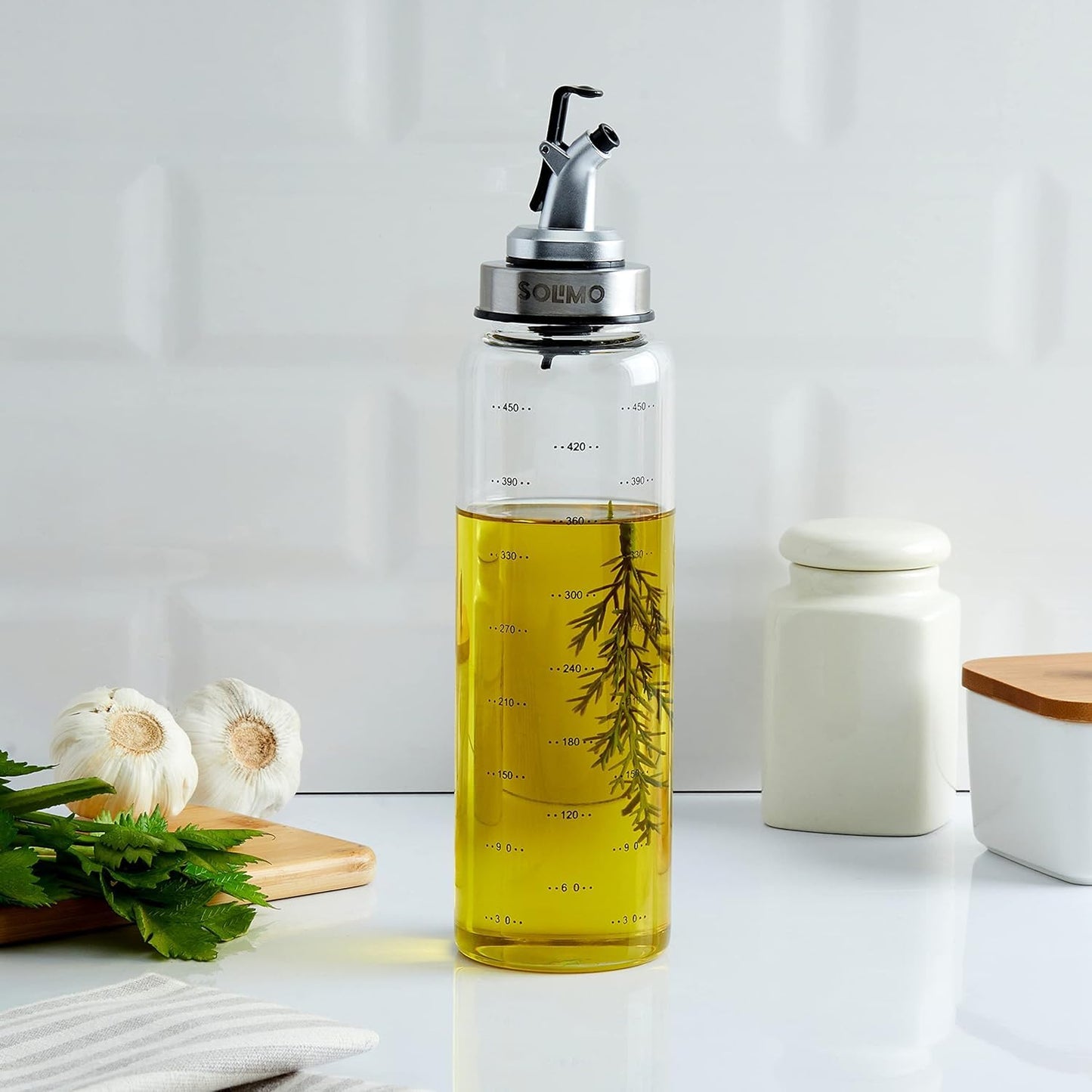 Fixxora™ 500ML Leak-Proof Clear Glass Oil Dispenser Bottle, Oil & Vinegar Cruet Dispenser Bottle (Pack of 1)