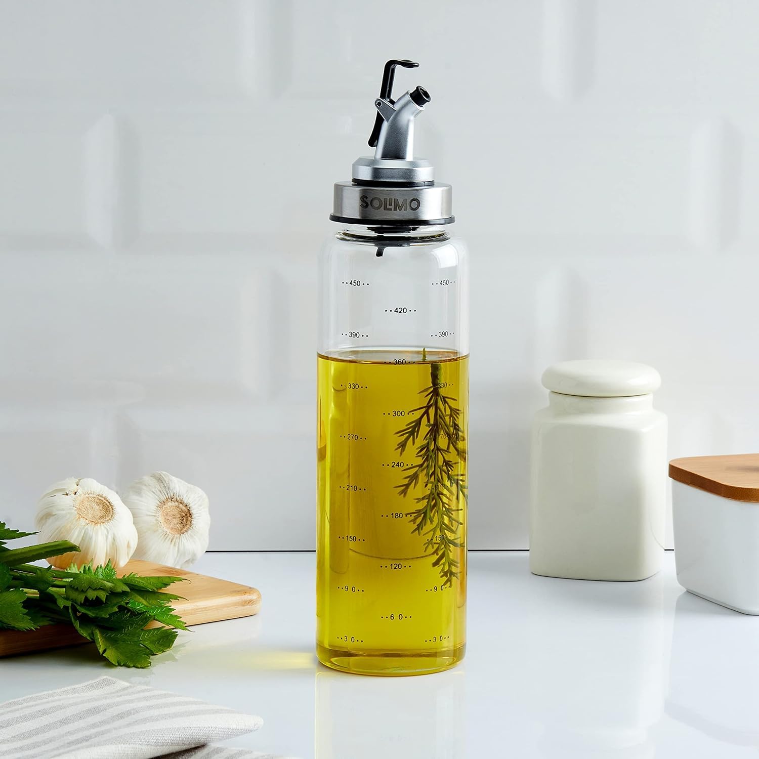 Fixxora™ 500ML Leak-Proof Clear Glass Oil Dispenser Bottle, Oil & Vinegar Cruet Dispenser Bottle (Pack of 1)