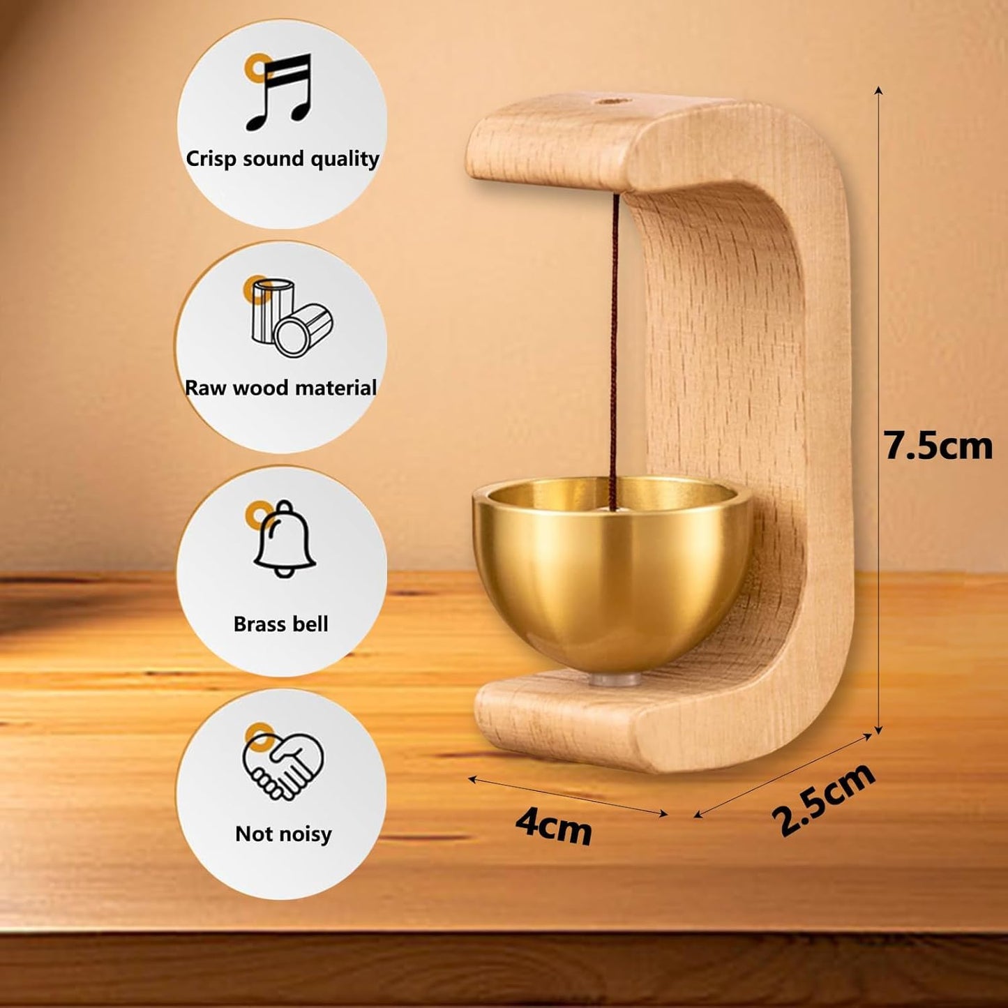 Wooden Door Bell - Magnetic Wood Wind Chime for Door