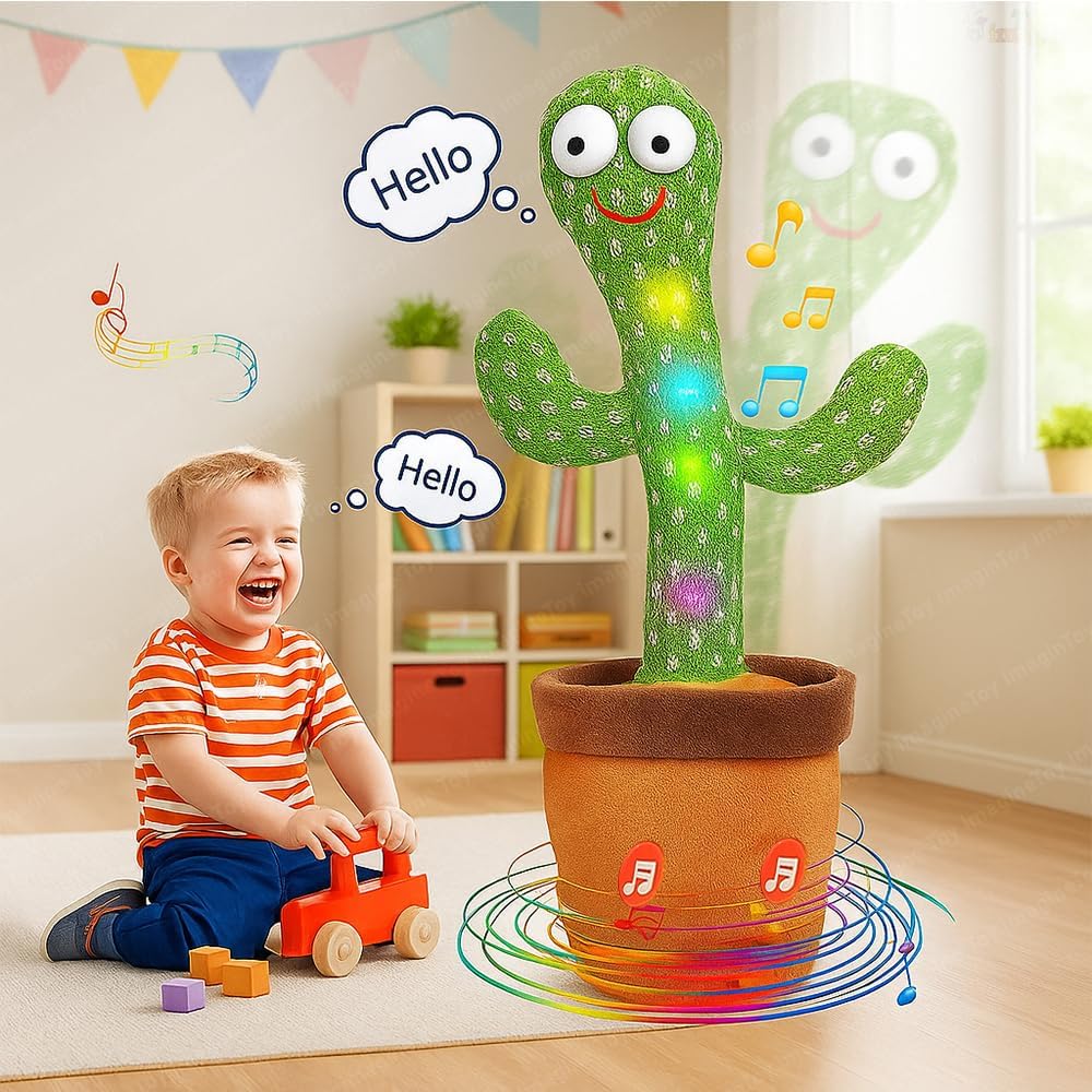 Fixxora™ Rechargeable Talking Cactus Toy for Kids - Musical Dancing, Speaking Cactus Toy for Babies – Educational Talking Toy for Baby Boys & Girls (0-3 Years) – Speaking, Repeating for Toddlers
