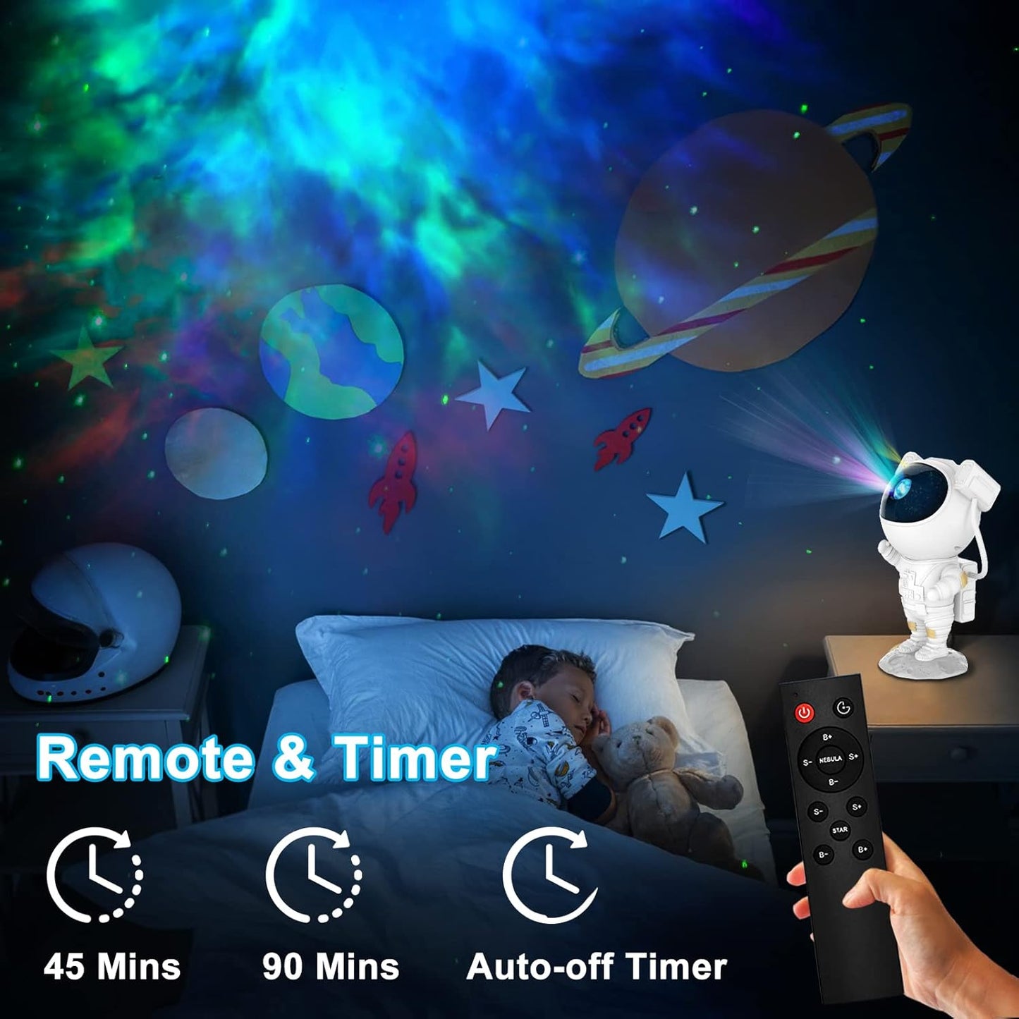 Galaxy Light Astronaut Space Star Projector 360 Adjustable Head Night Lamp  (22.5 cm, White)