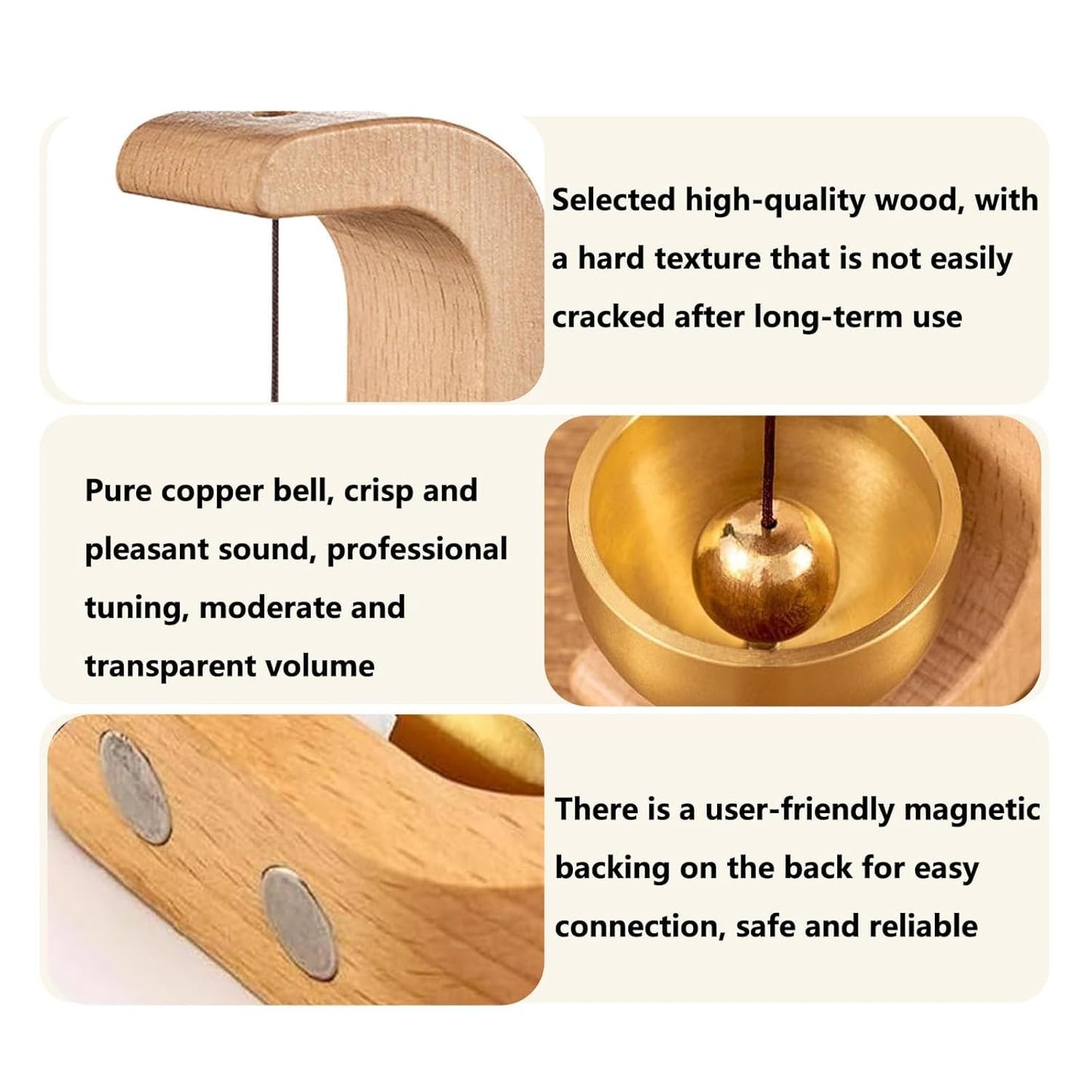 Wooden Door Bell - Magnetic Wood Wind Chime for Door