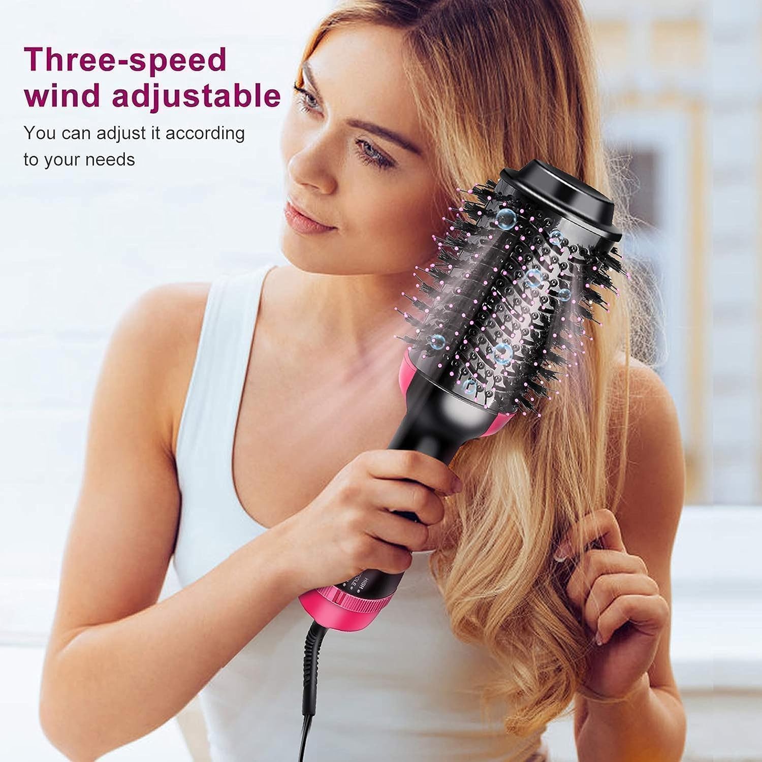 VRM FAB One-Step Hair Dryer and Volumizer Brush for Smooth, Frizz-Free, and Salon-Quality Styling –3-in-1 Professional Hot Air Brush for Drying, Straightening & Curling with Advanced Ionic Technology