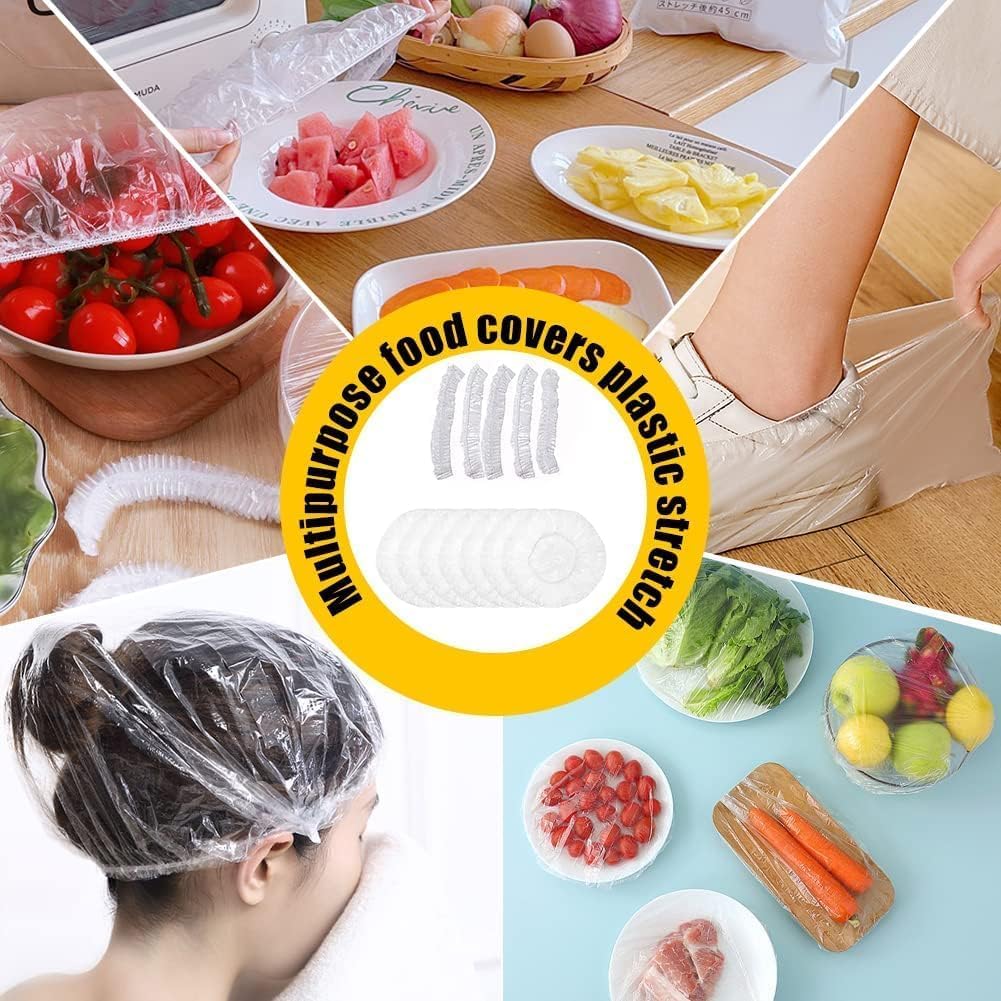Fixxora® 100pcs Fresh Keeping Bags, Food Covers,Reusable Elastic Food Storage Covers, Plastic Sealing Elastic Stretch Bowl Lids, Universal Kitchen Wrap Seal Caps (100pcs)