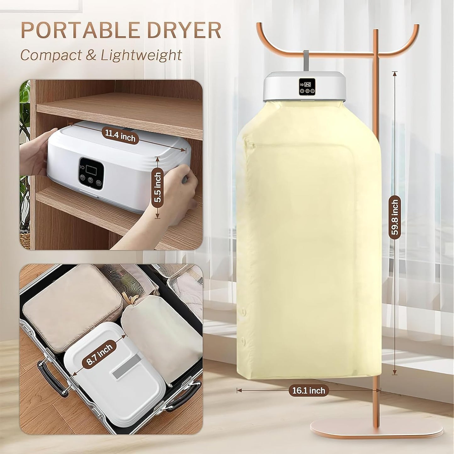 Fixxora Electric Cloth Warmer - Portable Cloth Warming Machine for Home, Warming Bag, and Towel Rack - Automatic Wet Clothing Air Warmer,White,Acrylonitrile Butadiene Styrene Dryer (Multicolour)