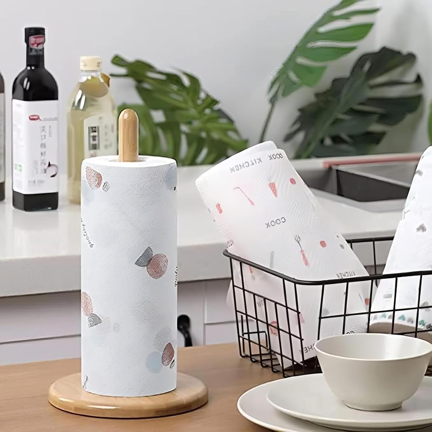 Fixxora™ Non Woven Reusable and Washable Printed Kitchen Roll Rag Non-stick Oil Absorbing Paper Roll Kitchen Tissue Special Paper Towel Wipe Paper Dish Cloth Cleaning Cloth pack of 1
