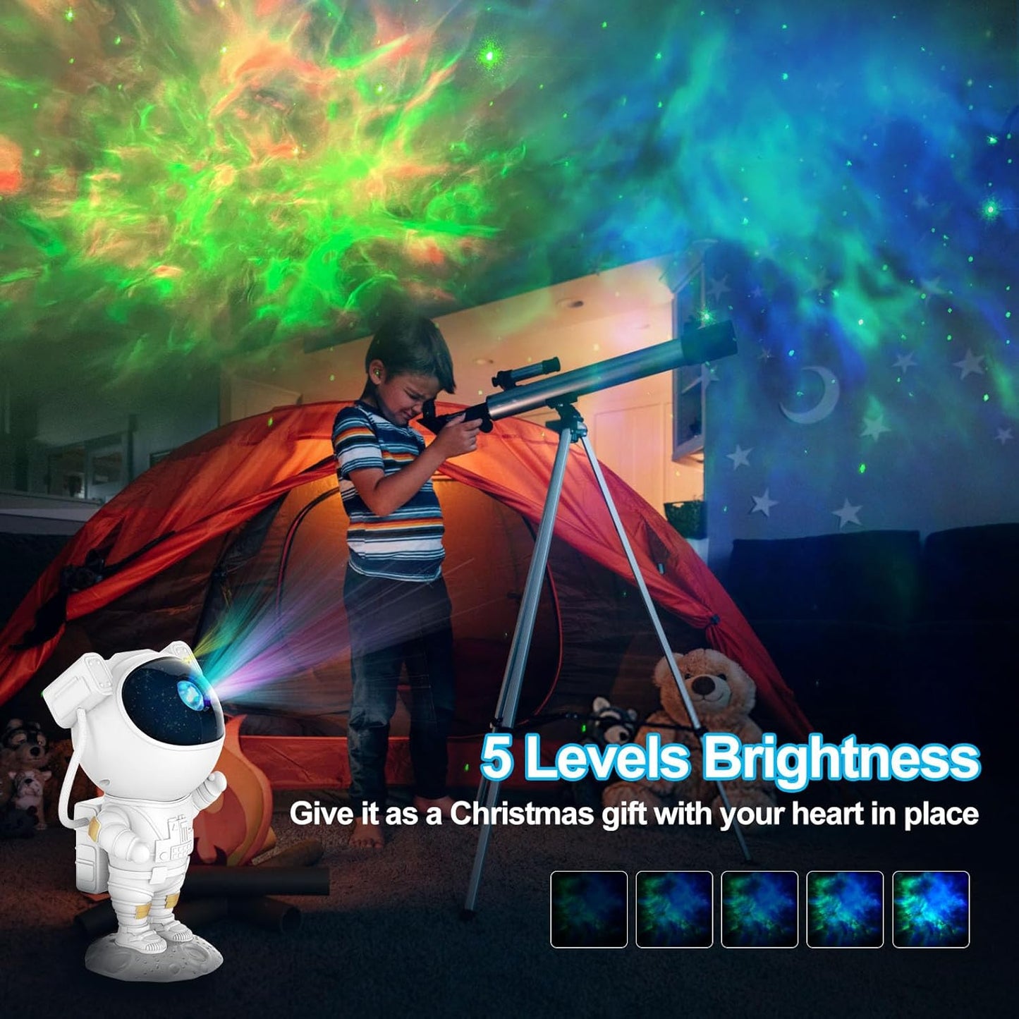 Galaxy Light Astronaut Space Star Projector 360 Adjustable Head Night Lamp  (22.5 cm, White)
