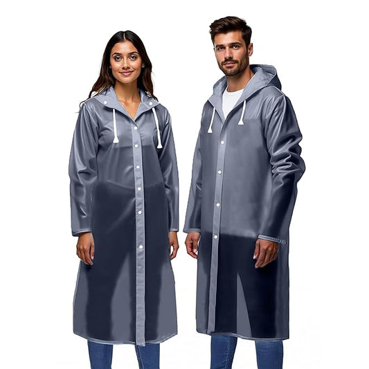 Unisex Raincoat with Hood - Multicolour (Pack of 1) | Waterproof Rain Poncho | EVA Material | Reusable | Lightweight | Fashionable | Universal Size | Raincoat for Men and Women