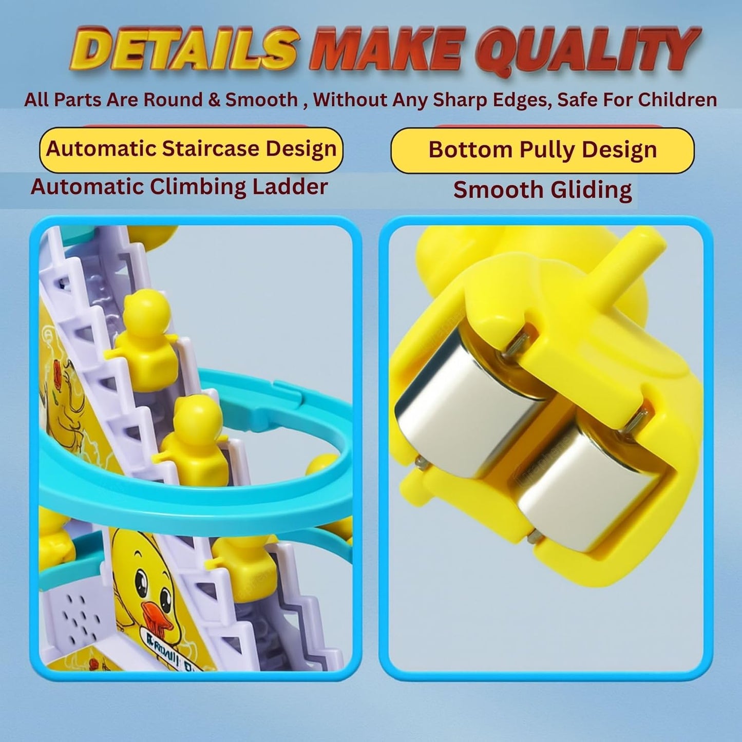 Duck Track Toys for Kids - Small Ducks Stair Climbing, Escalator Toy with Lights and Music - 3 Duck Included (Duck Track)