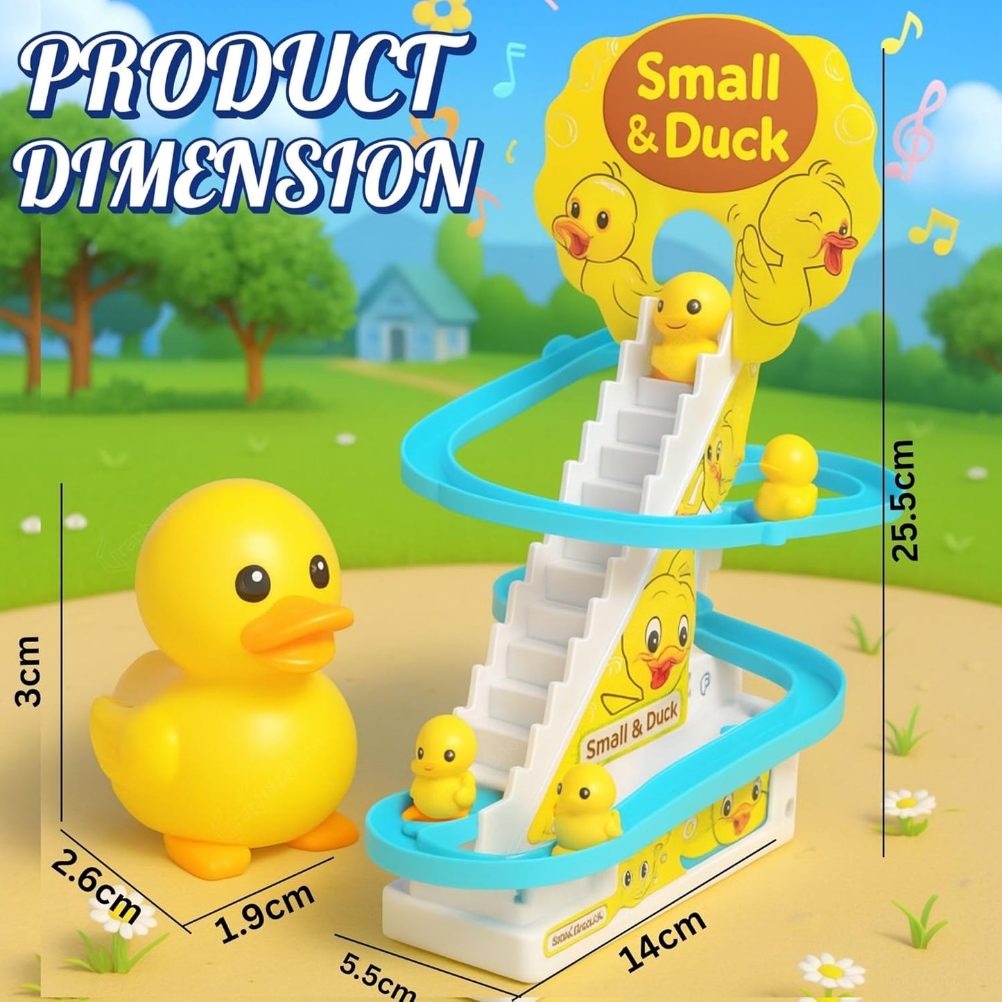 Duck Track Toys for Kids - Small Ducks Stair Climbing, Escalator Toy with Lights and Music - 3 Duck Included (Duck Track)