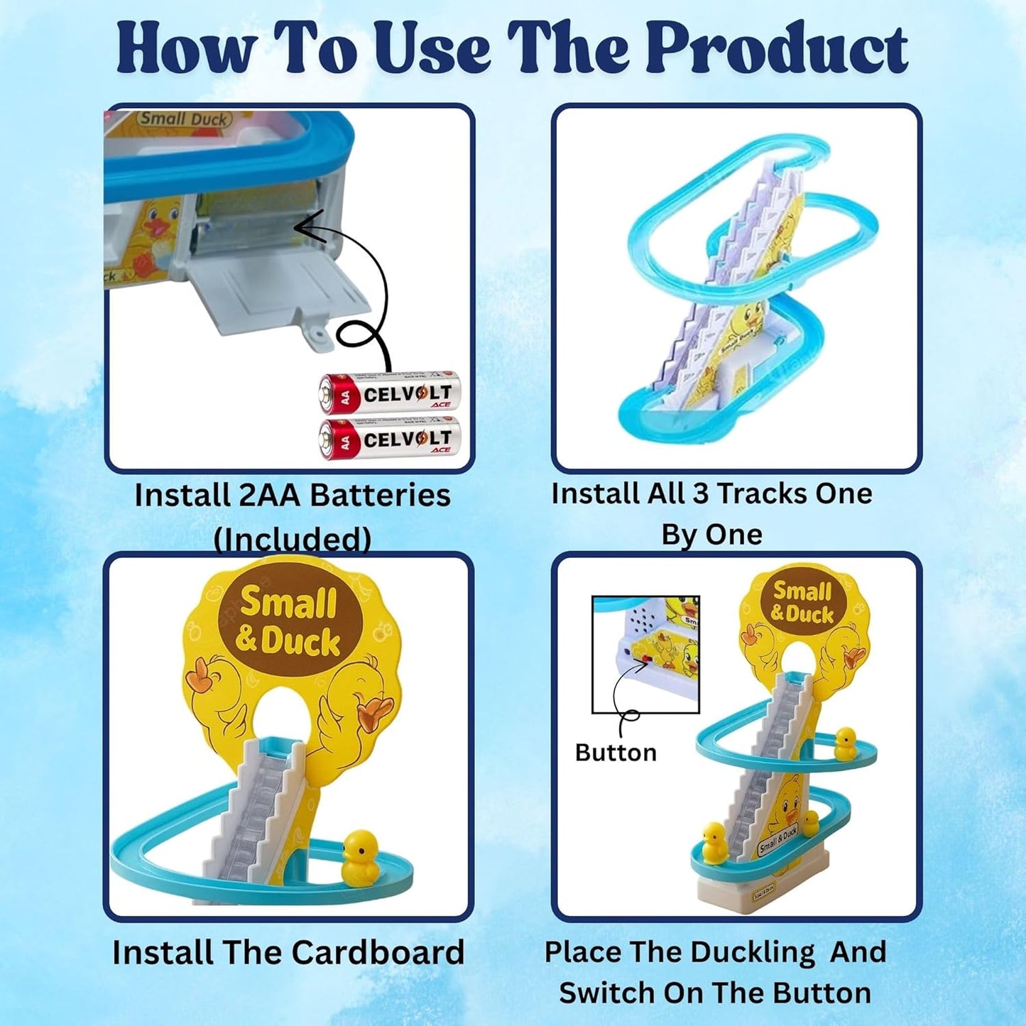 Duck Track Toys for Kids - Small Ducks Stair Climbing, Escalator Toy with Lights and Music - 3 Duck Included (Duck Track)