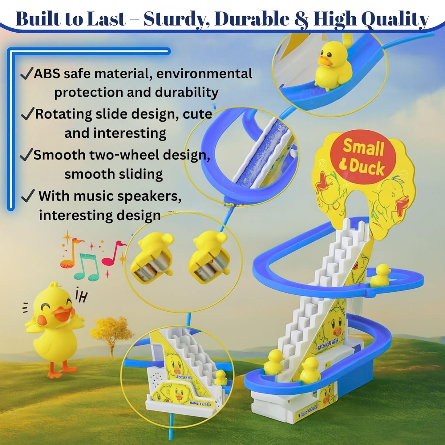 Duck Track Toys for Kids - Small Ducks Stair Climbing, Escalator Toy with Lights and Music - 3 Duck Included (Duck Track)