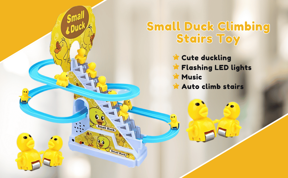 Duck Track Toys for Kids - Small Ducks Stair Climbing, Escalator Toy with Lights and Music - 3 Duck Included (Duck Track)