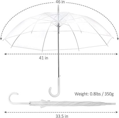 Transparent Umbrella - Compact Windproof Umbrella With J-Shape Handle for Women, Girls & children, Stylish Rain Protection