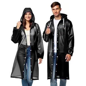 Unisex Raincoat with Hood - Multicolour (Pack of 1) | Waterproof Rain Poncho | EVA Material | Reusable | Lightweight | Fashionable | Universal Size | Raincoat for Men and Women