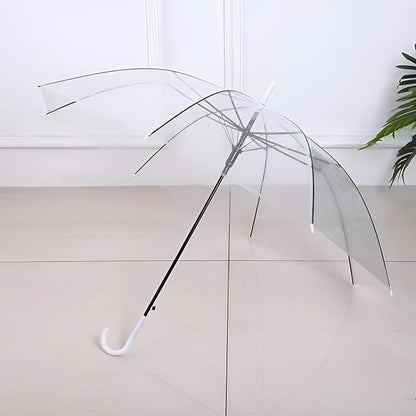 Transparent Umbrella - Compact Windproof Umbrella With J-Shape Handle for Women, Girls & children, Stylish Rain Protection