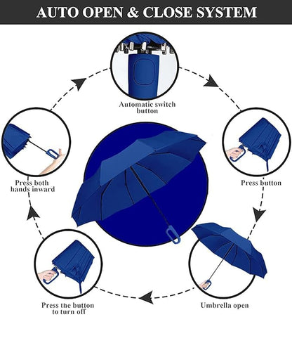 Fixxora UV Umbrella with Novelty Carabiner Handle, Travel Umbrellas for Rain and Sun Windproof Compact, Automatic Open Close, 8 Ribs, Portable Umbrella for Men and Women
