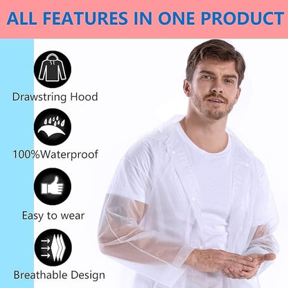 Fixxora™ EVA Waterproof Unisex Rain Coat Hooded Full Sleeves Outdoor Men, Women, Boys & Girls Rainwear Poncho Raincoat for Camping, Hiking & Travelling (Olive Green)