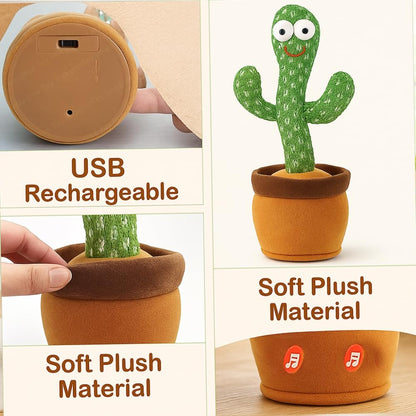 Fixxora™ Rechargeable Talking Cactus Toy for Kids - Musical Dancing, Speaking Cactus Toy for Babies – Educational Talking Toy for Baby Boys & Girls (0-3 Years) – Speaking, Repeating for Toddlers