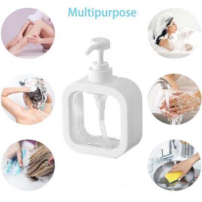 Fixxora Empty Bottle (300 ml) Soap Dispenser for Bathroom Kitchen Large-Capacity Dispensing Bottled Hand Soap Dish Soap Shower Gel Shampoo Washing Powder Replacement Empty Bottle (Pack of 2)