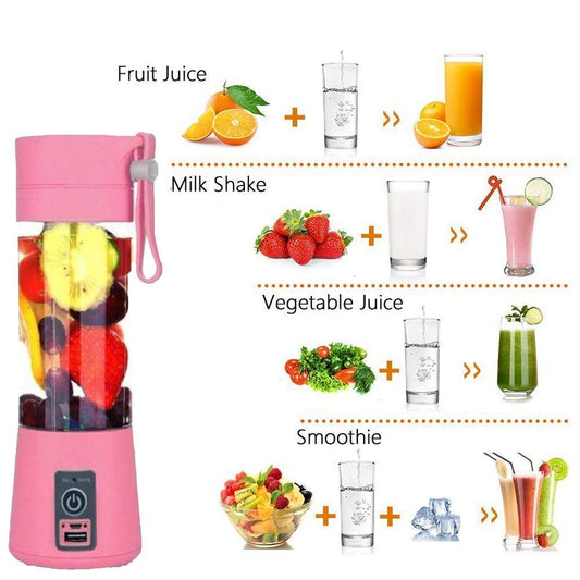 Best 6 Blade Portable Electric Mini USB Bottle Juicer Blender, Rechargeable Hand Juicer, Fruit Juice Maker Portable Blender For Smoothie And Juices (Multi Colour) PACK OF 1