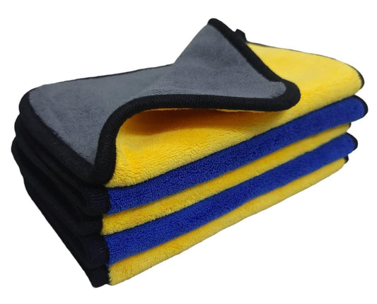 Fixxora™ 800 GSM Microfibre Towels - Pack of 5, Small Size 40cm x 40cm, Multi-Color, Dual Side, Coral Fleece Micro Fiber Cloth for car Cleaning, Bike Cleaning, Drying, Detailing