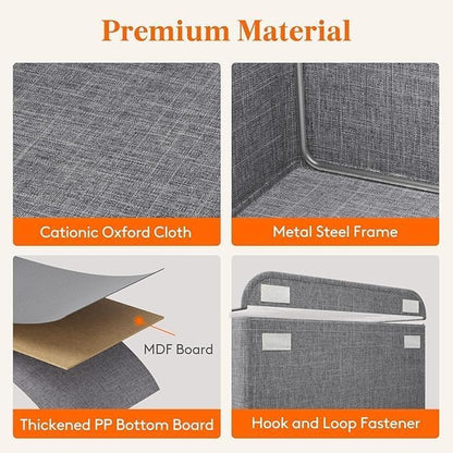 Fixxora™ Foldable Clothes Organizer For Wardrobe (PACK OF 2), Blanket Storage Box, Cloth and Dress Organiser Metal Frame Basket Bag with Zipper & Lid, Carry Handles for Bedding, Closet Organizers