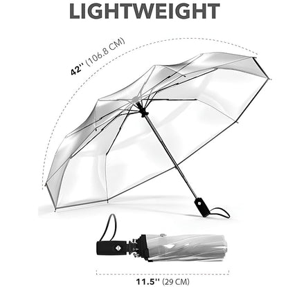 Transparent Umbrella - Compact Windproof Umbrella With J-Shape Handle for Women, Girls & children, Stylish Rain Protection