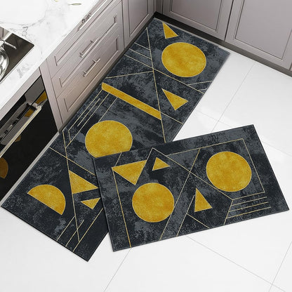 Fixxora™ 2 Pcs Kitchen Mats, Waterproof Memory Foam Kitchen Rugs, Standing Desk Mat Floor Mats, Comfort Runner Rug Carpets for Kitchen Floor, Sink (DeccoT)
