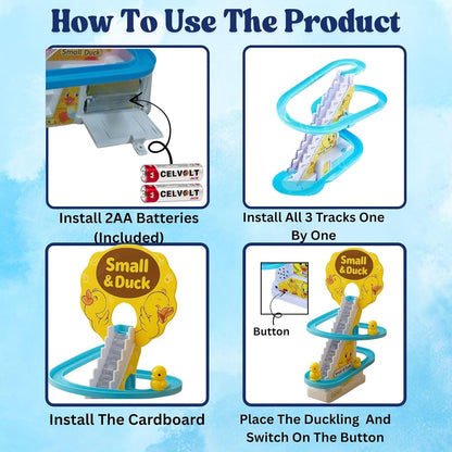 Duck Track Toys for Kids - Small Ducks Stair Climbing, Escalator Toy with Lights and Music - 3 Duck Included (Duck Track)