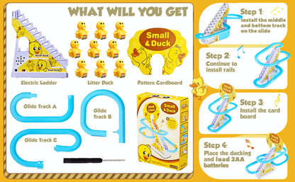 Duck Track Toys for Kids - Small Ducks Stair Climbing, Escalator Toy with Lights and Music - 3 Duck Included (Duck Track)